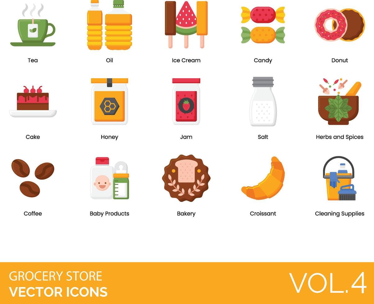 Grocery store icons set vector