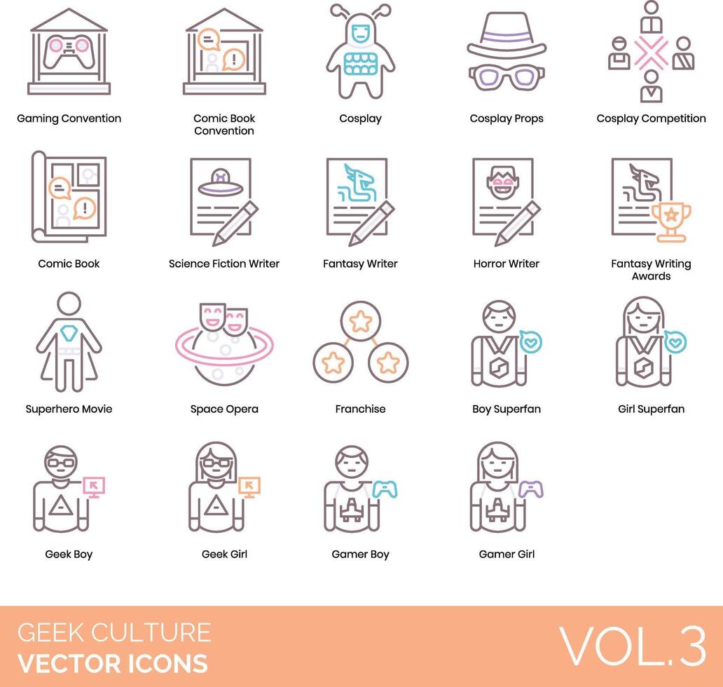 Geek culture icons set, volume 3 vector