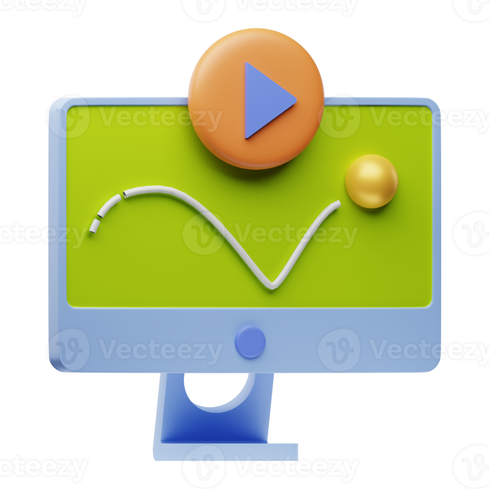 A computer monitor with a play button on it png