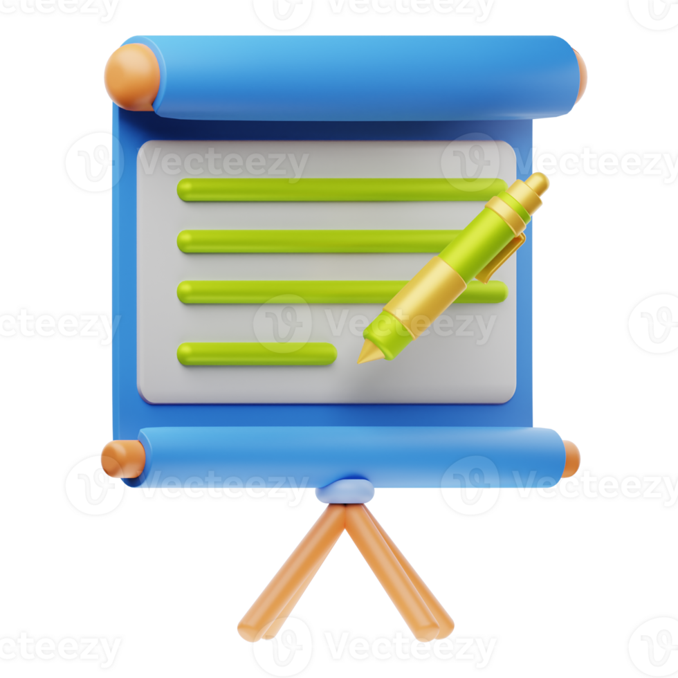 A blue and green easel with a pen on it png