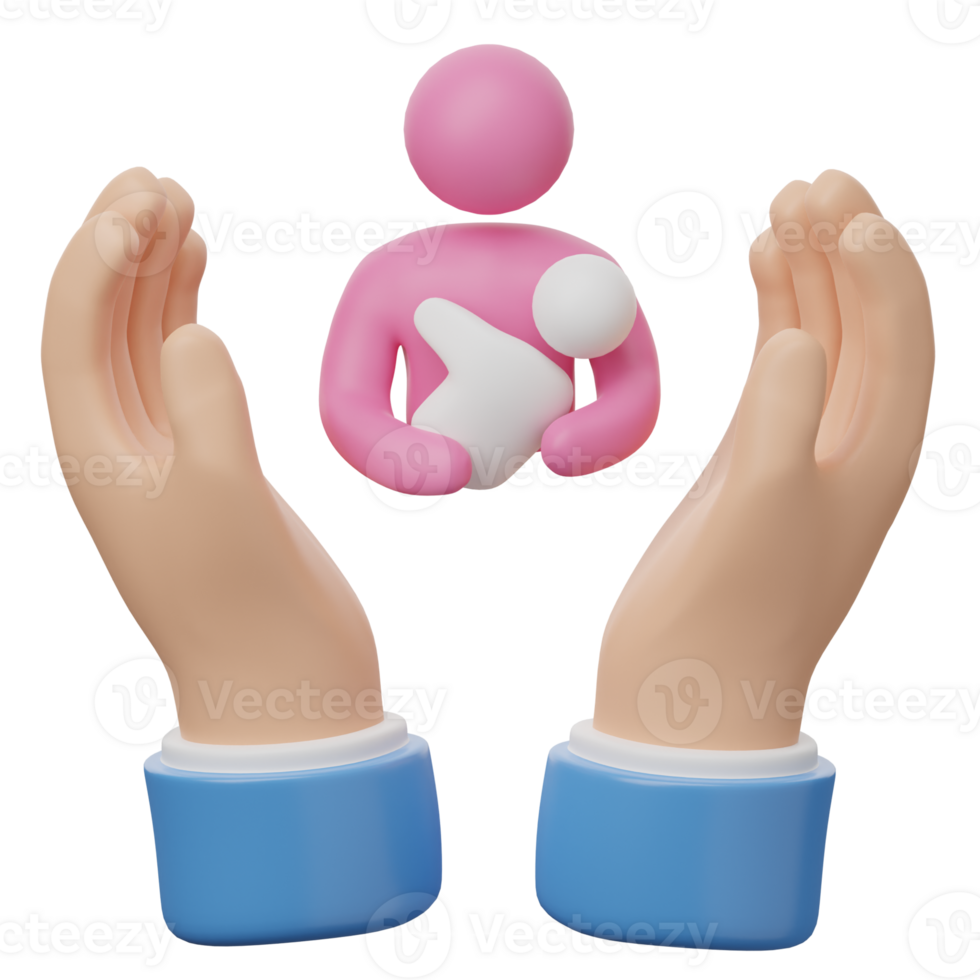 Two hands holding a baby and a pink person png