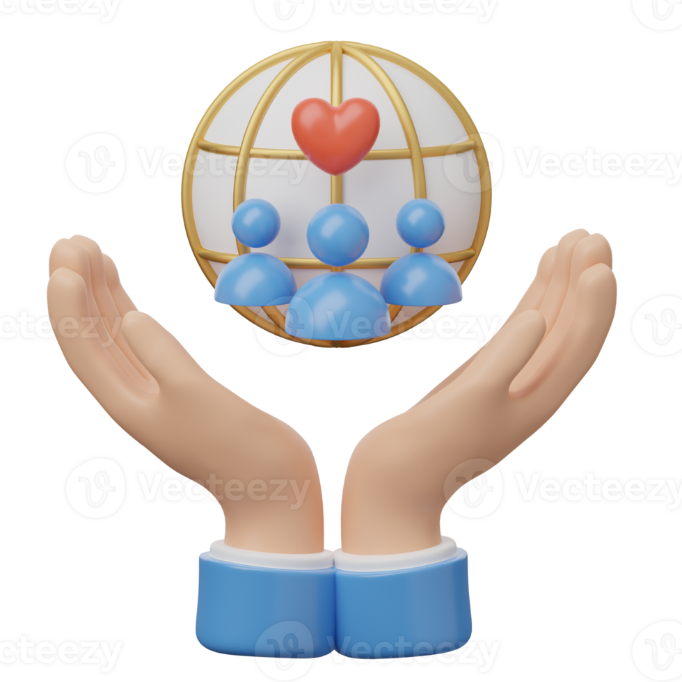 World map with heart icon png