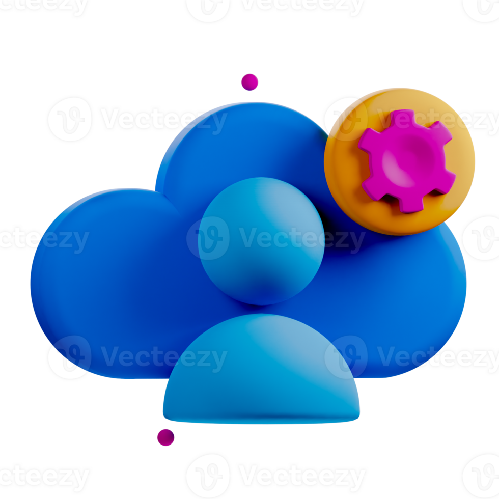 A blue cloud with a person and gear png