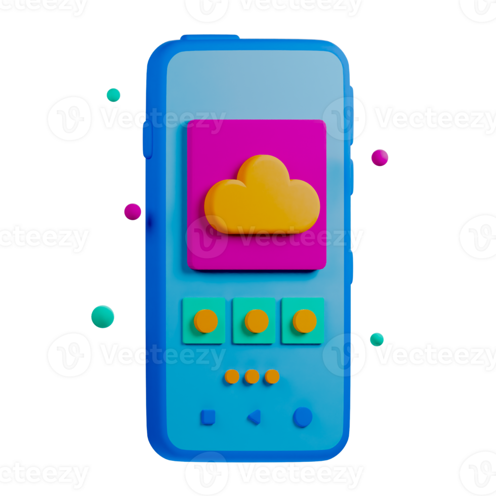 A colorful phone with a cloud on it png