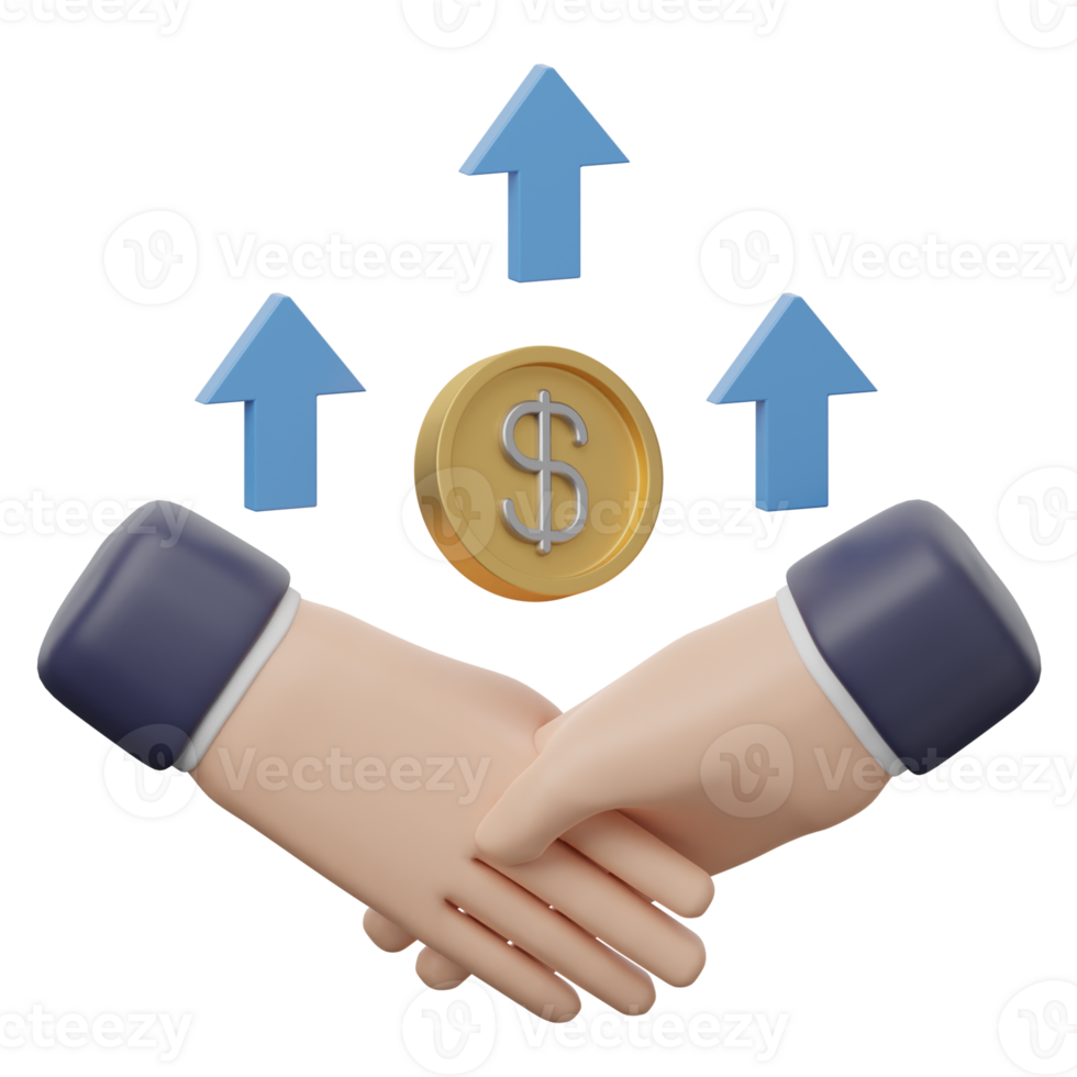 Handshake with dollar coin and arrows png