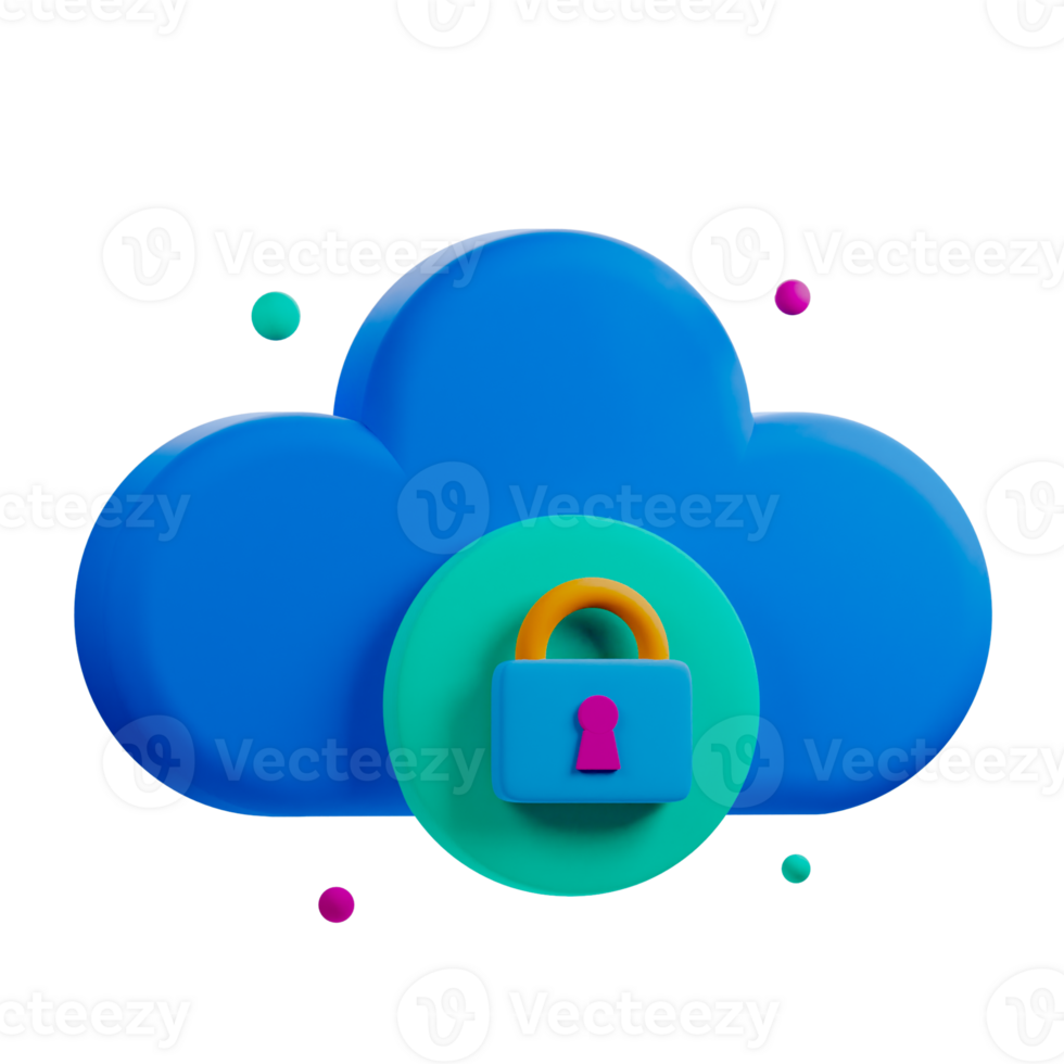 Cloud security with padlock and cloud icon png