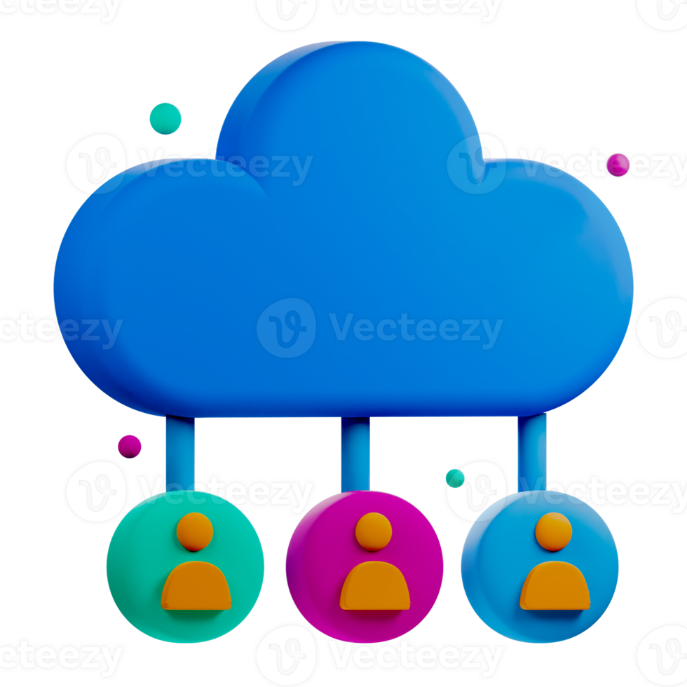 A cloud with people and icons on it png
