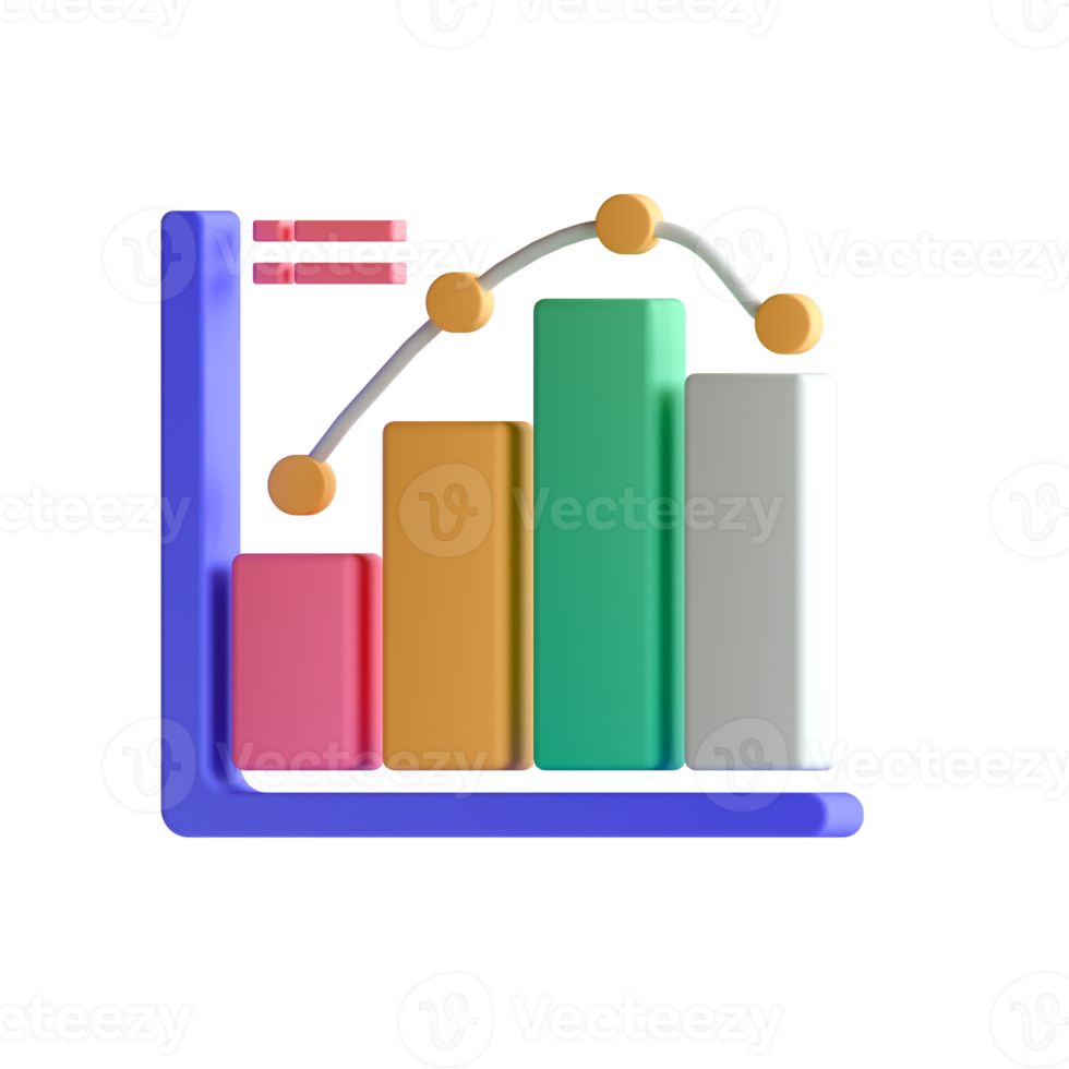 An icon of a bar chart with a graph png
