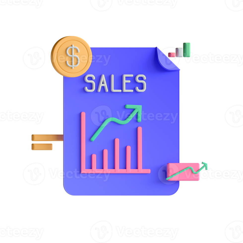 Sales chart, graph, and coin icon png