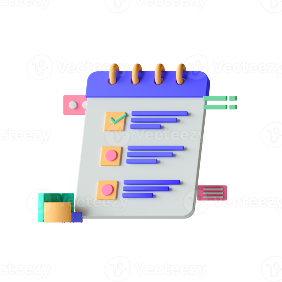 An illustration of a checklist with a pen and paper png