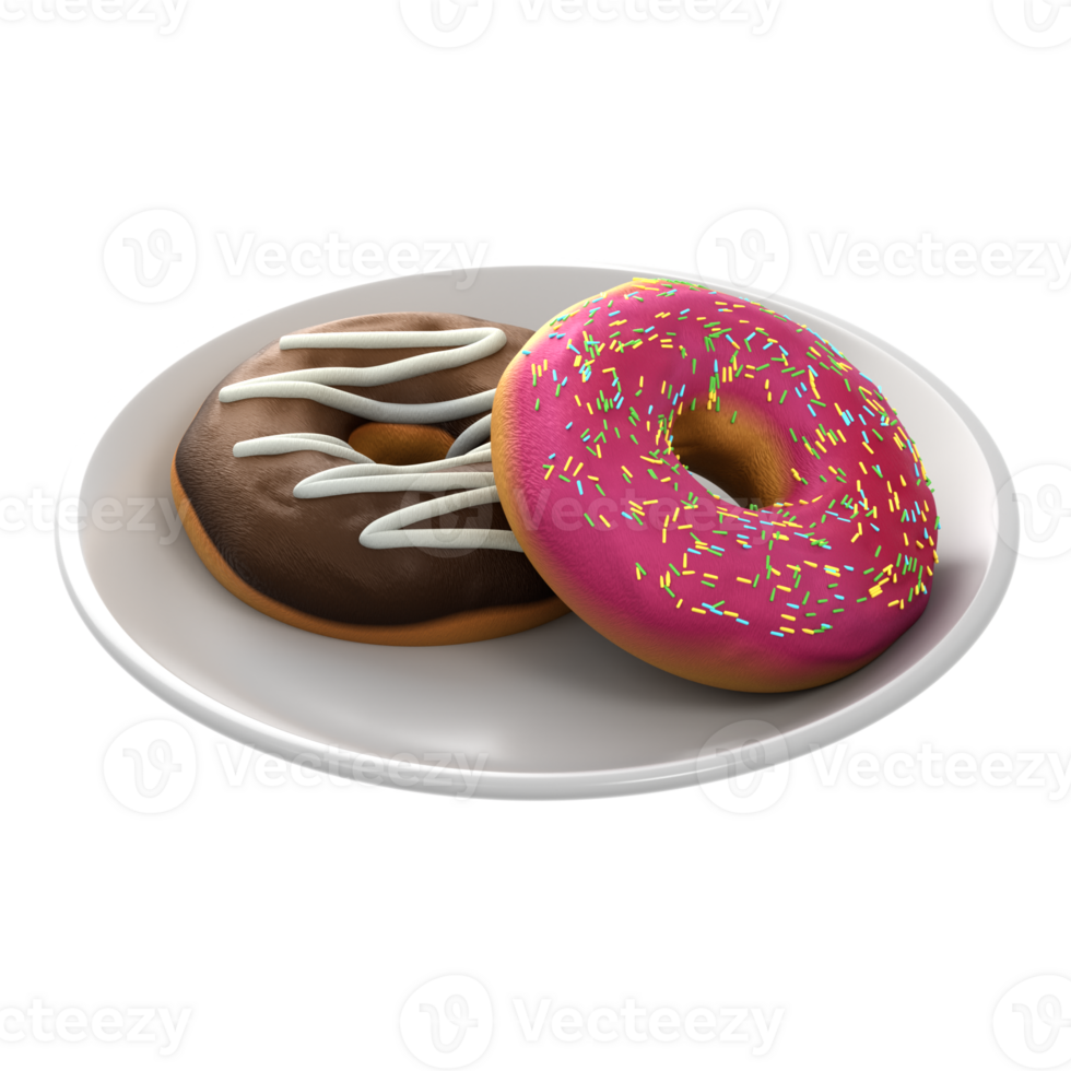 A plate with two donuts on it png