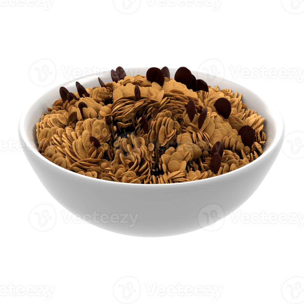 A bowl of cereal with chocolate chips png
