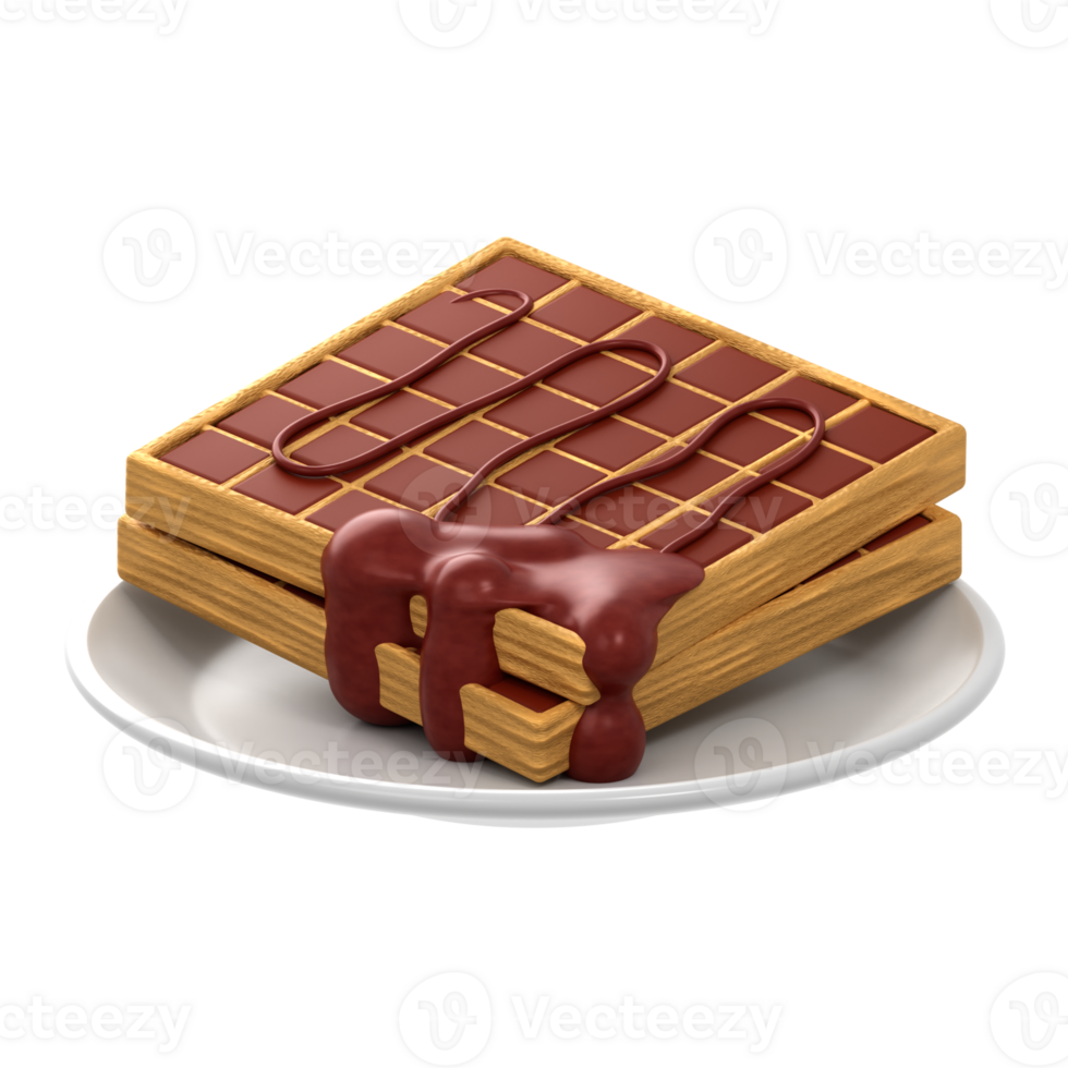 A waffle with chocolate syrup on top of it png