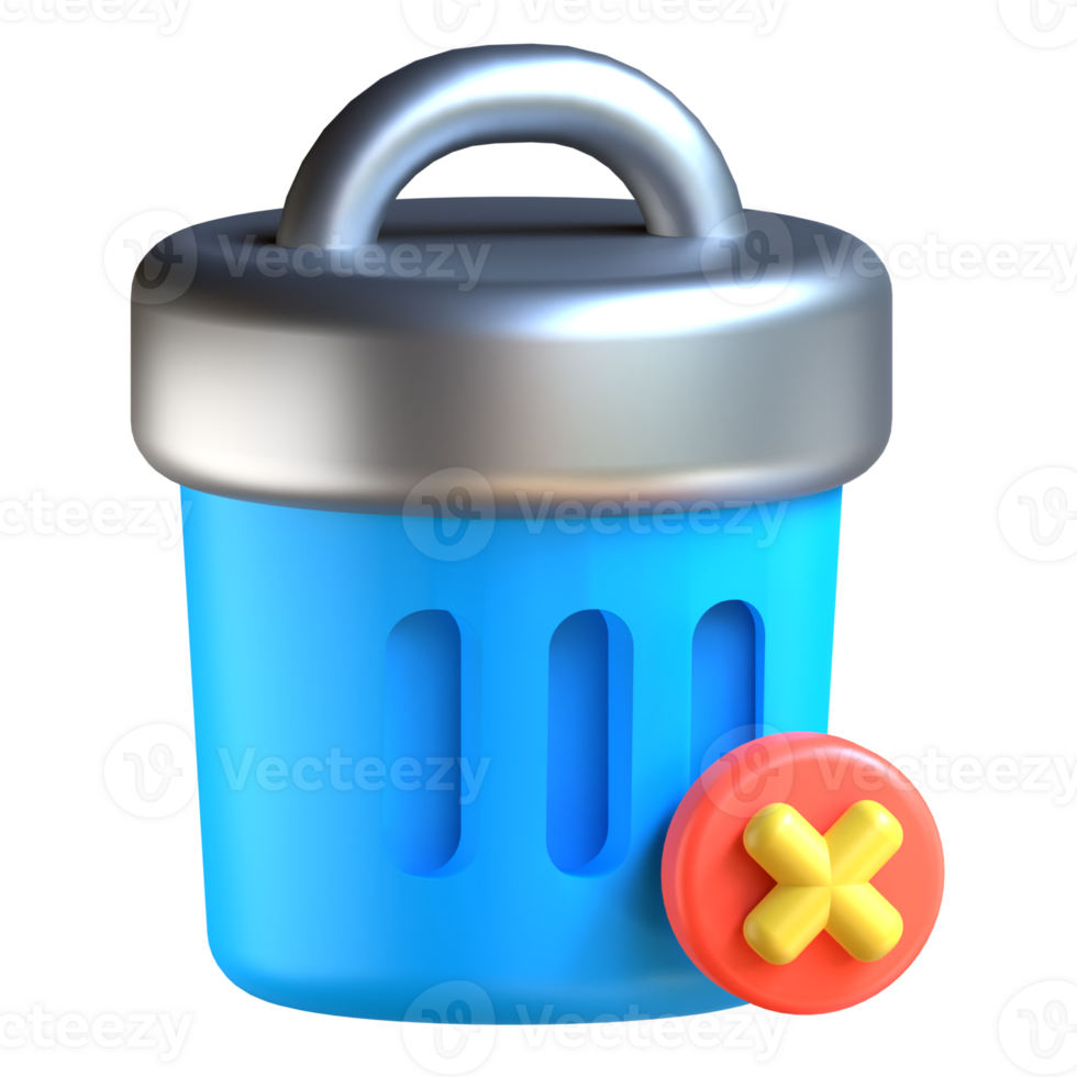 A trash can with a red cross on it png