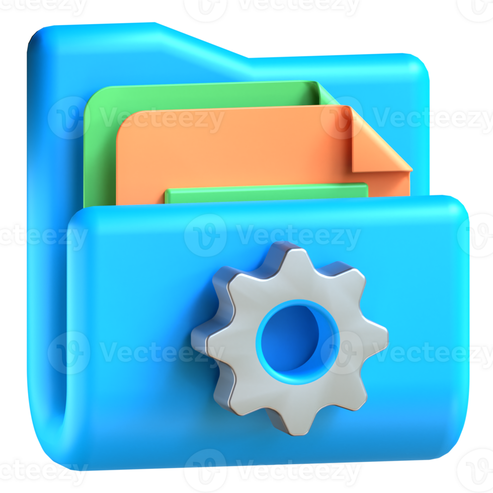 A folder with a gear and a file inside png