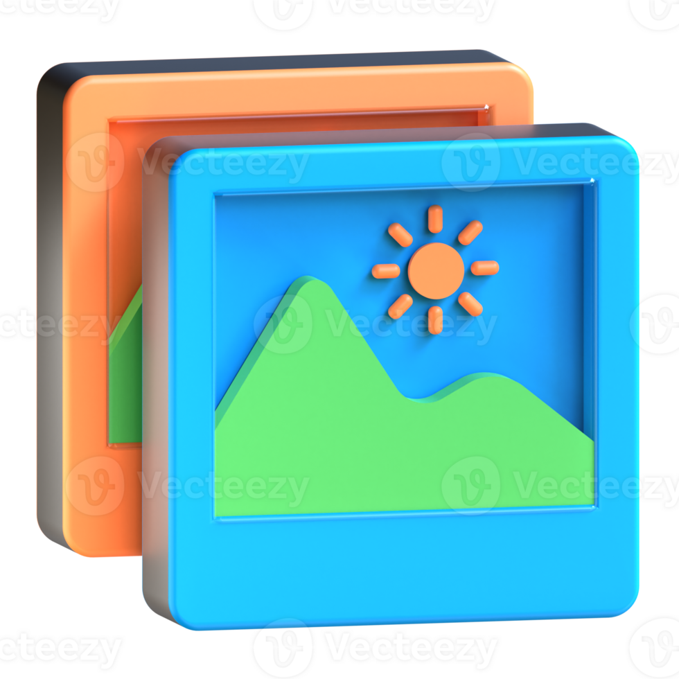 A picture of a mountain and sun on a blue square png