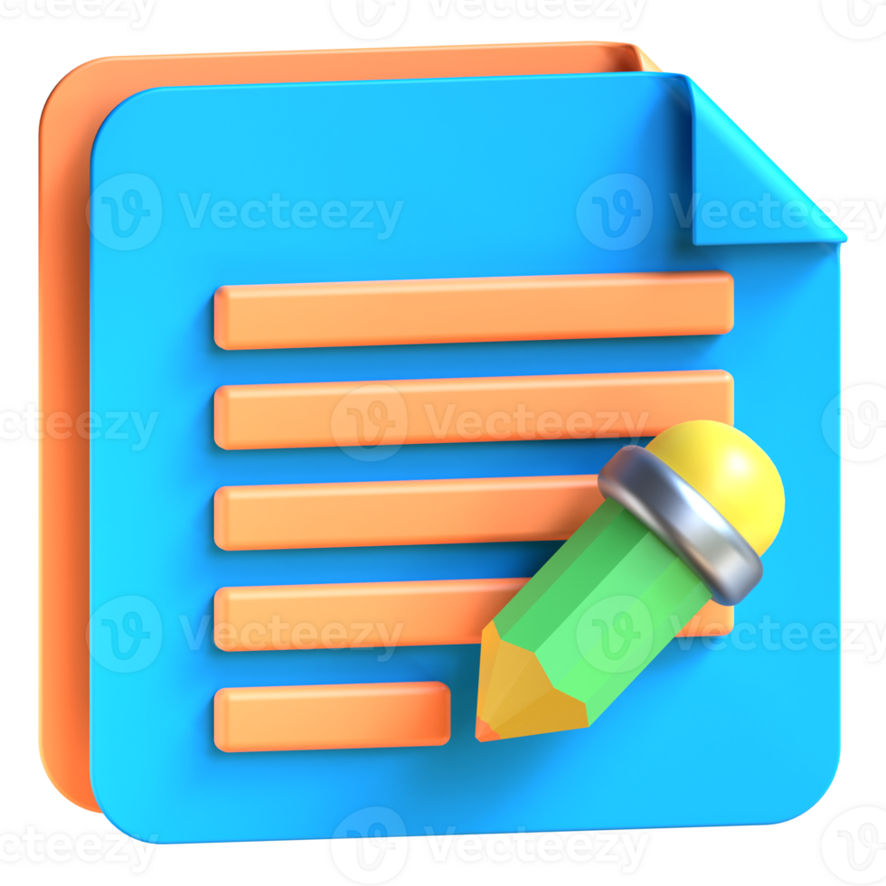 A blue folder with a pencil and paper png
