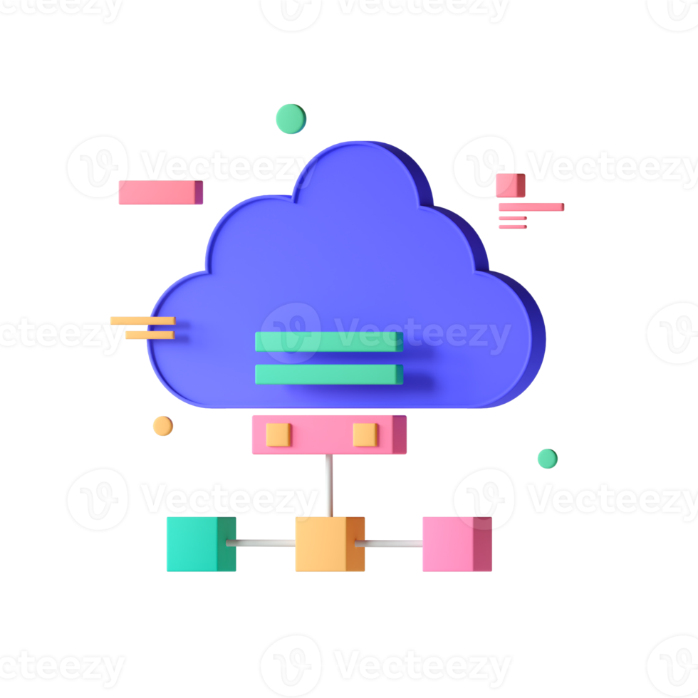 A cloud with a computer and a network connection png