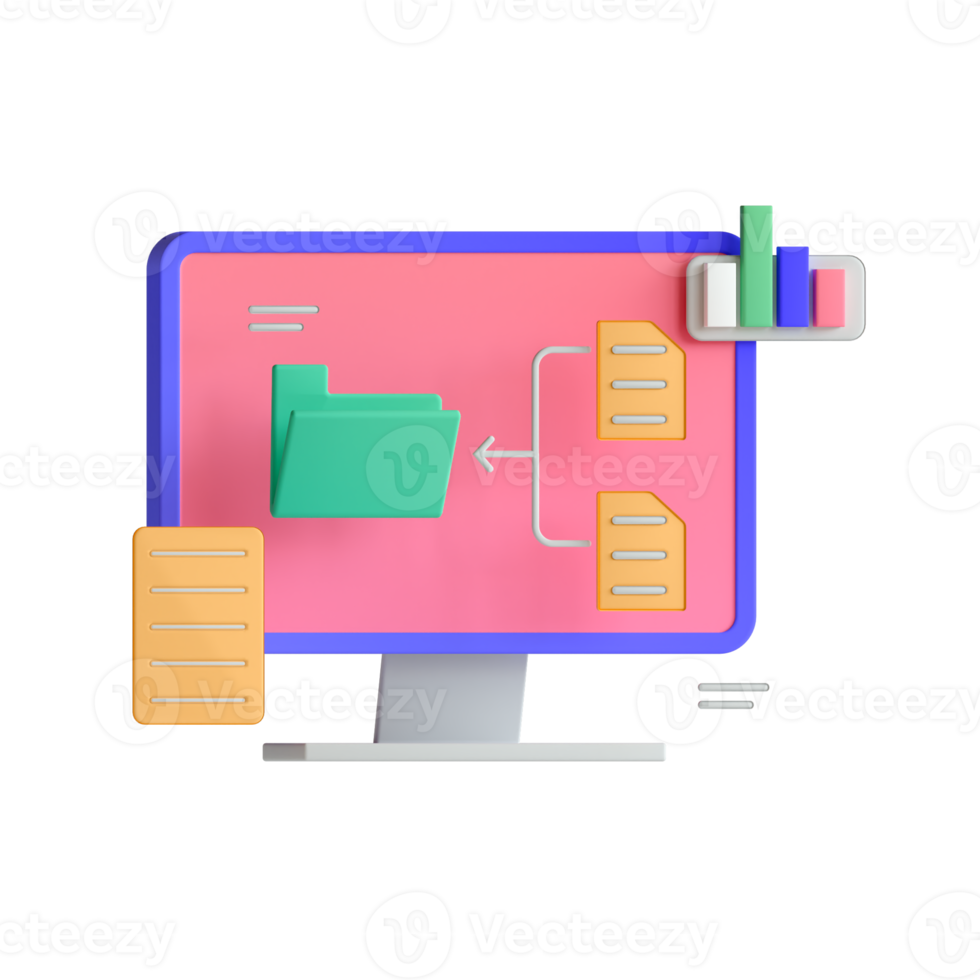 A computer screen with a folder and a file on it png