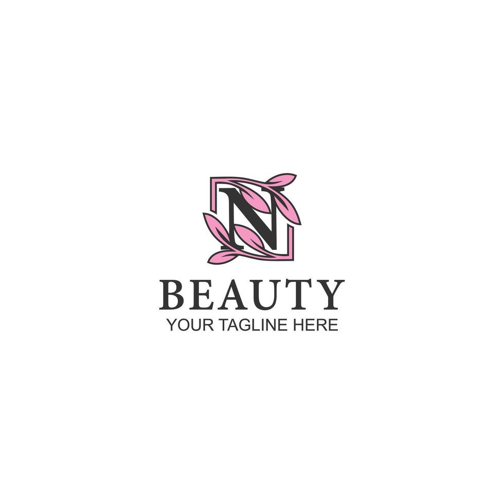 letter n logo design for beauty product or business with creative illustration vector