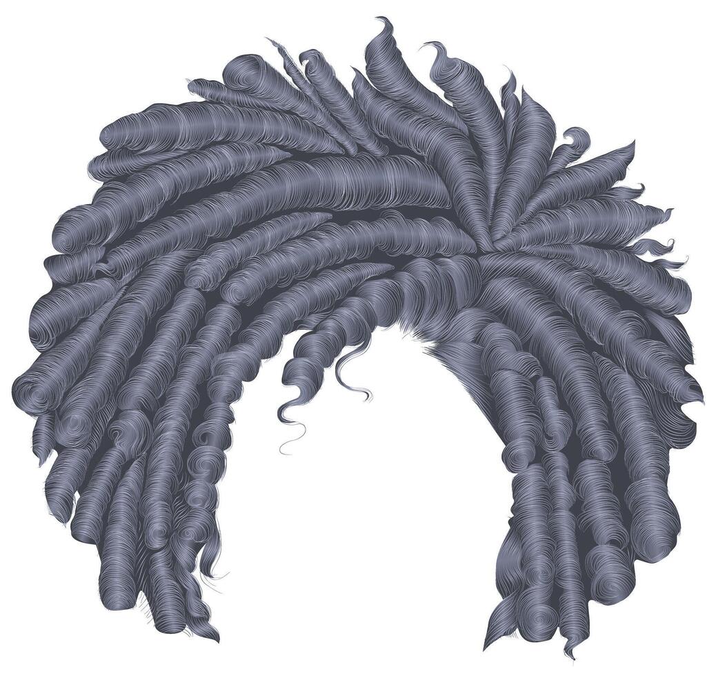 trendy curly gray hair . realistic 3d . spherical hairstyle . fashion beauty style vector
