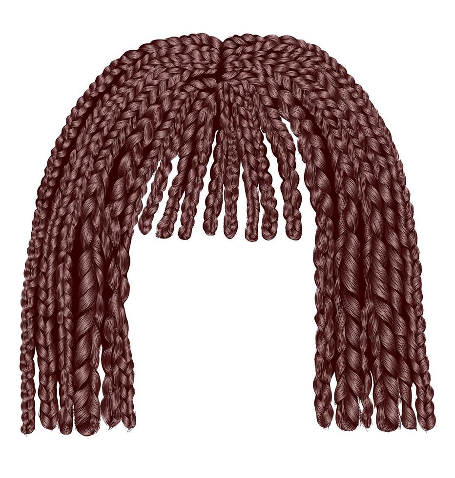 trendy african brown hair cornrows kare with fringe . fashion beauty style vector