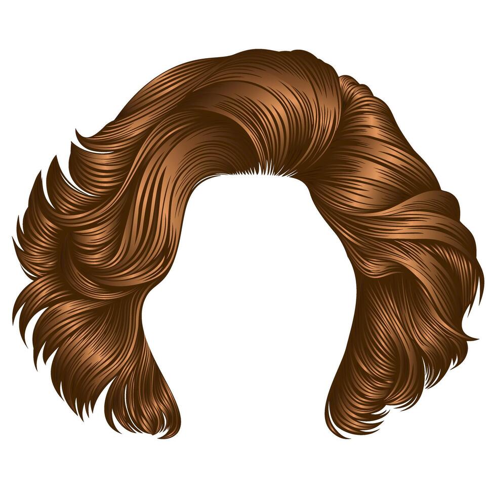trendy woman short hairs Red colors . fringe. fashion beauty style. vector
