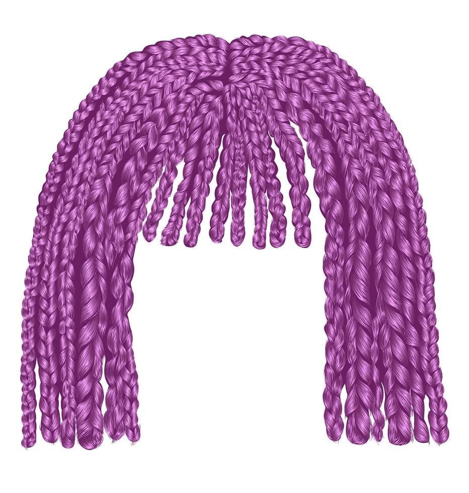 trendy african pink hair cornrows kare with fringe . fashion beauty style vector