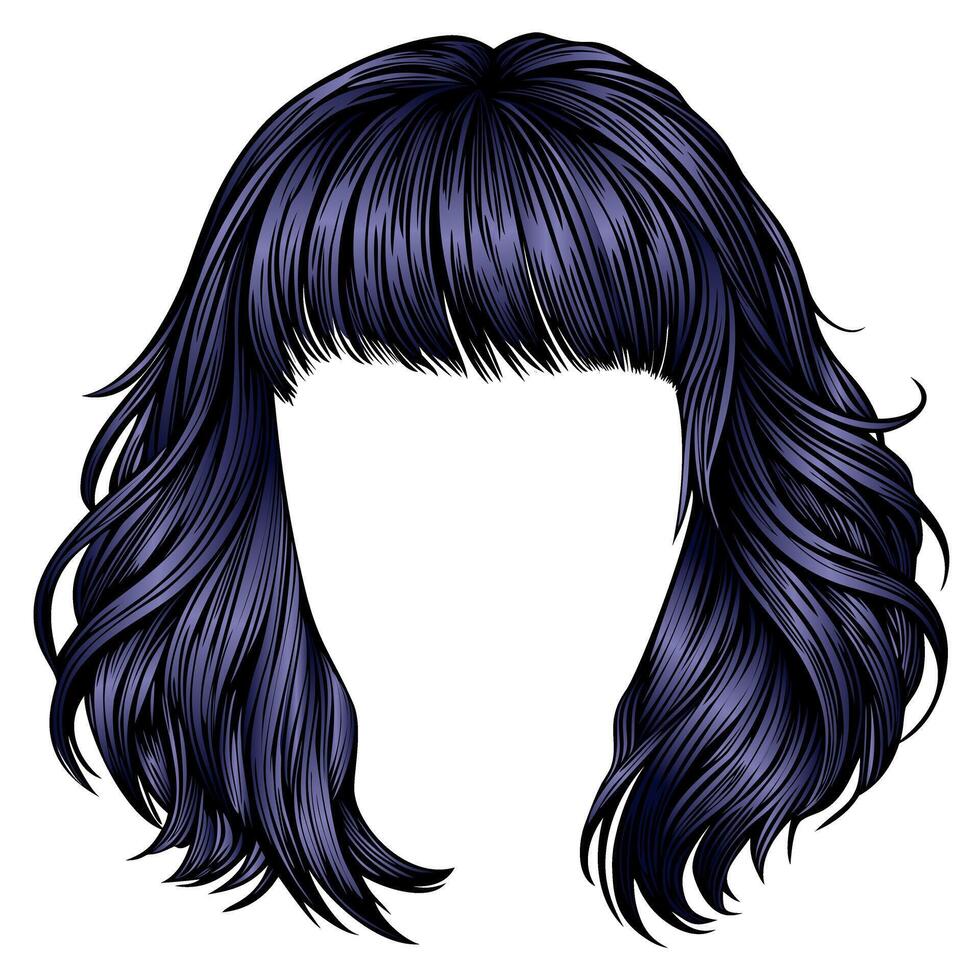 trendy woman disheveled hairs brunette black colors . beauty fashion . realistic 3d vector