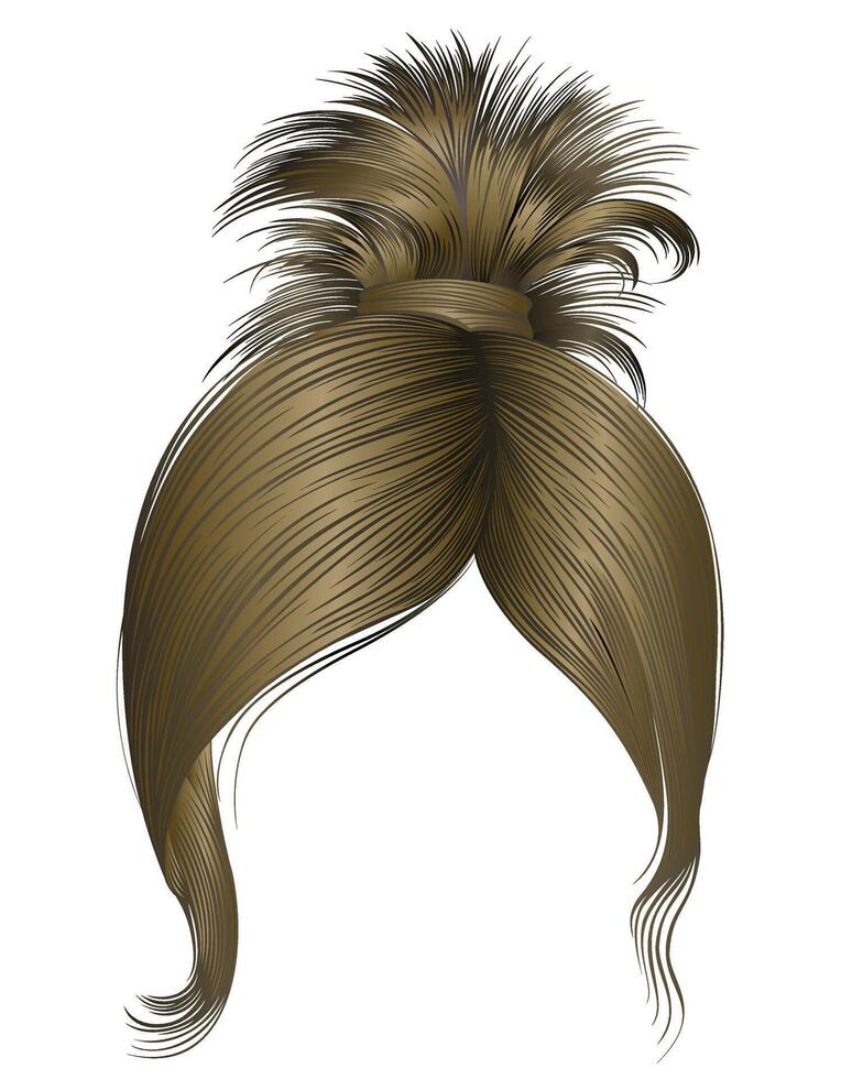 trendy women hairs blond colour .high tail . fashion beauty style vector