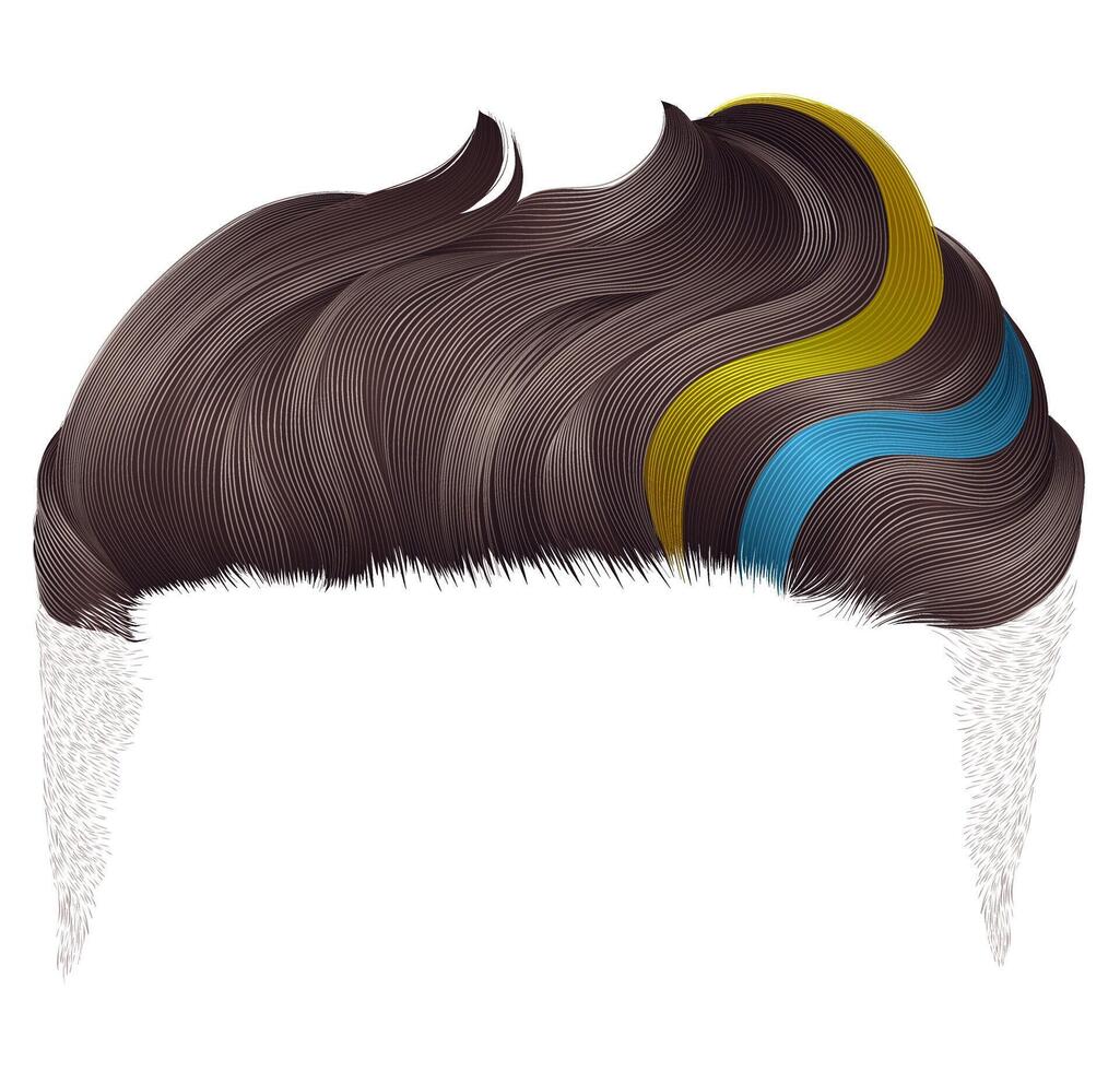 A wig made of brown brunette men's hair with color dyeing. The flag is blue,yellow vector