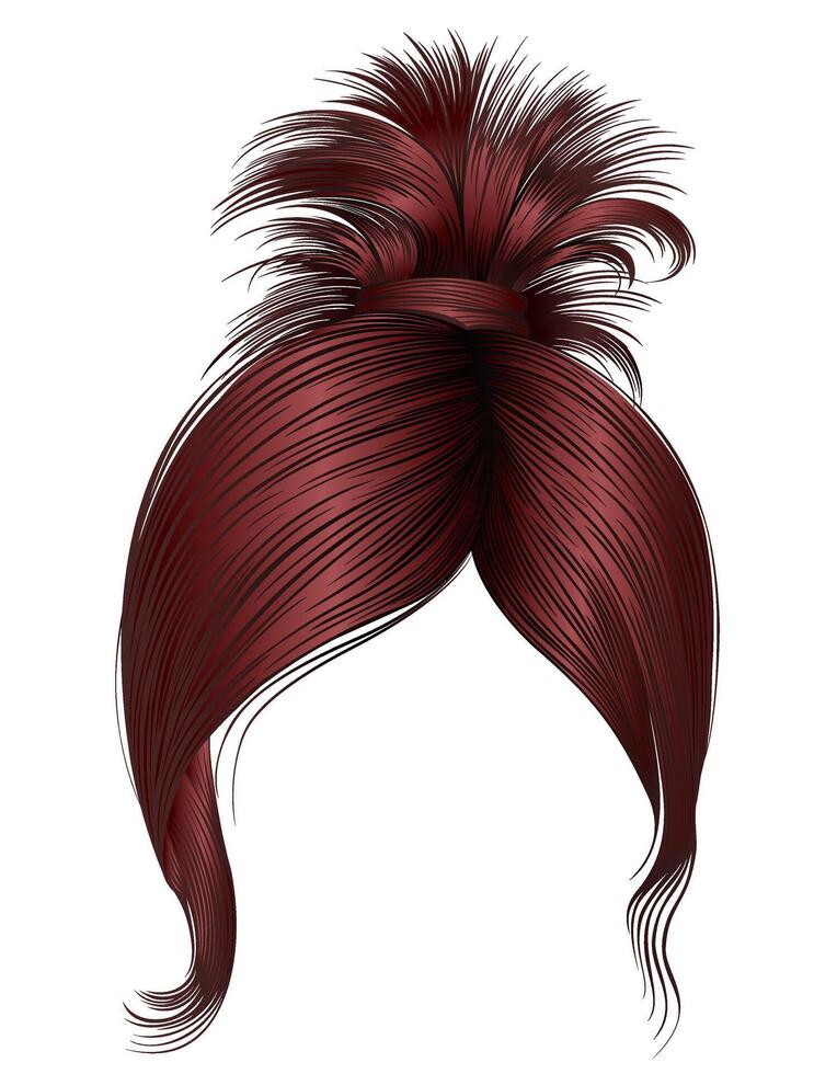 Stylish voluminous red hair design vector