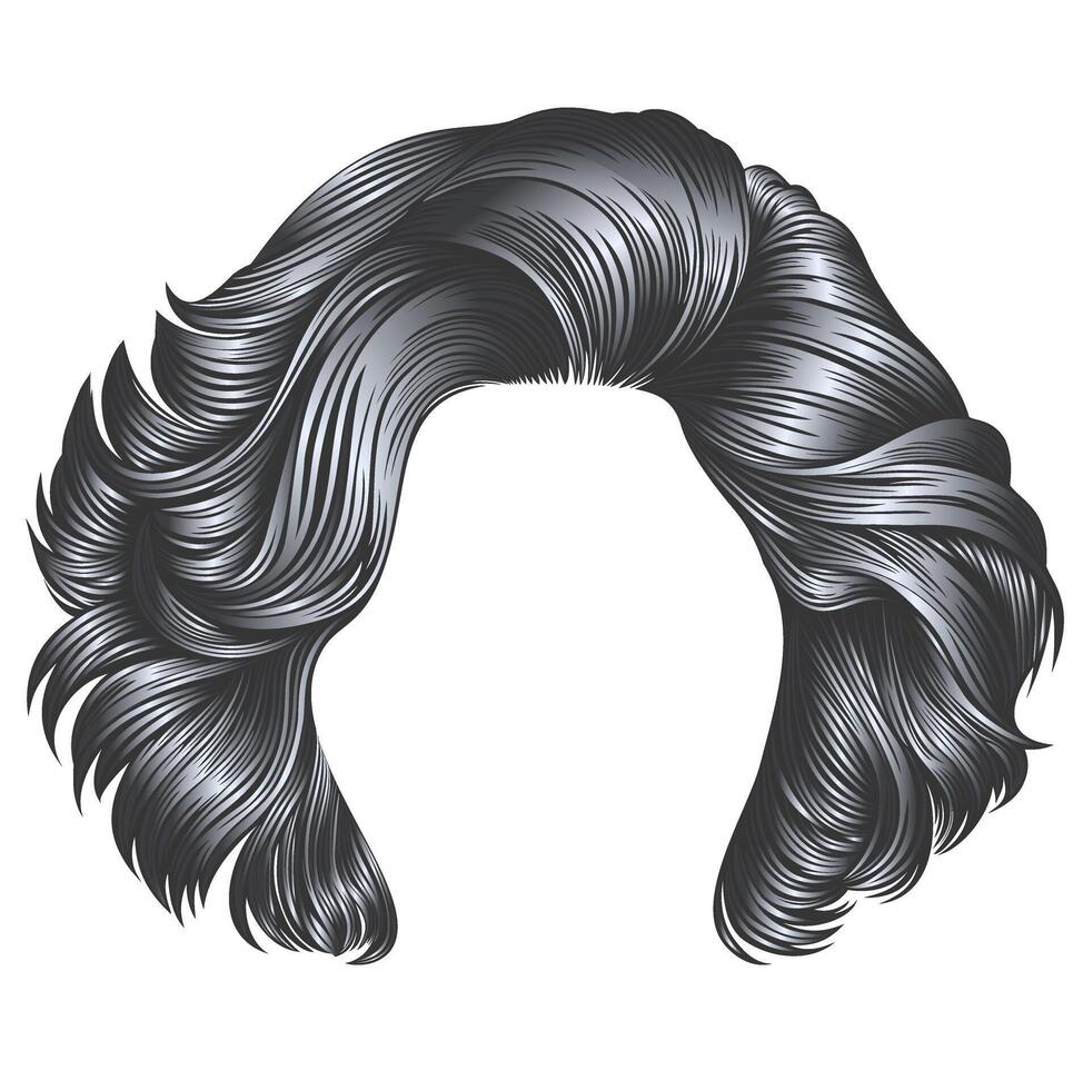 trendy woman hairs gray colors . beauty fashion . style curls . vector