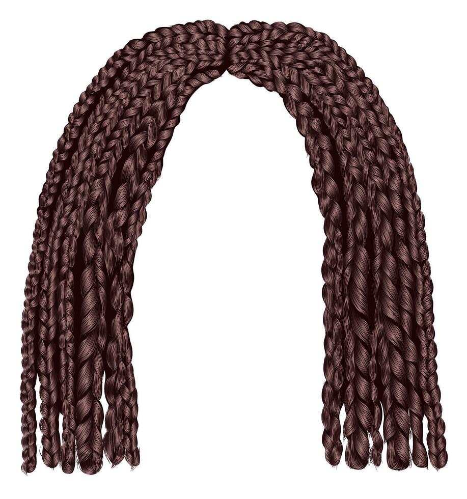 trendy african brown hair cornrows kare with fringe . fashion beauty style .trendy african hairstyle wig vector