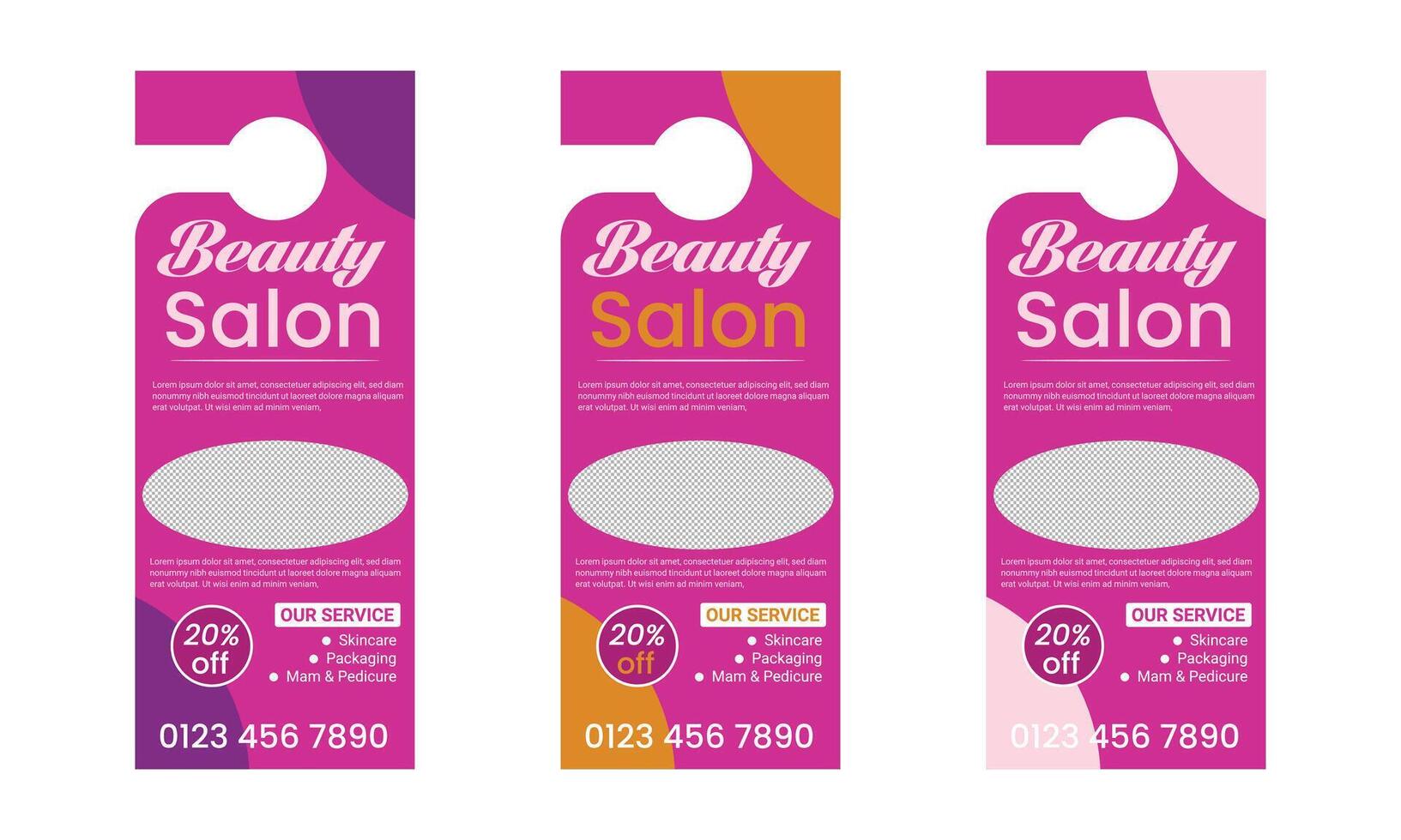 Beauty Salon Door Hanger design templet vector