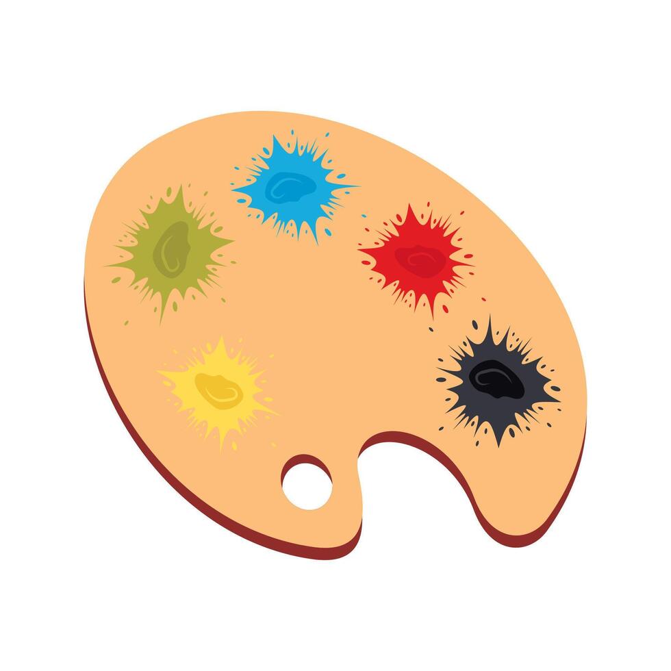 Flat illustration of colorful education, art, and geography symbols arranged neatly. Vibrant icons representing learning tools and creative subjects on a clean background. vector