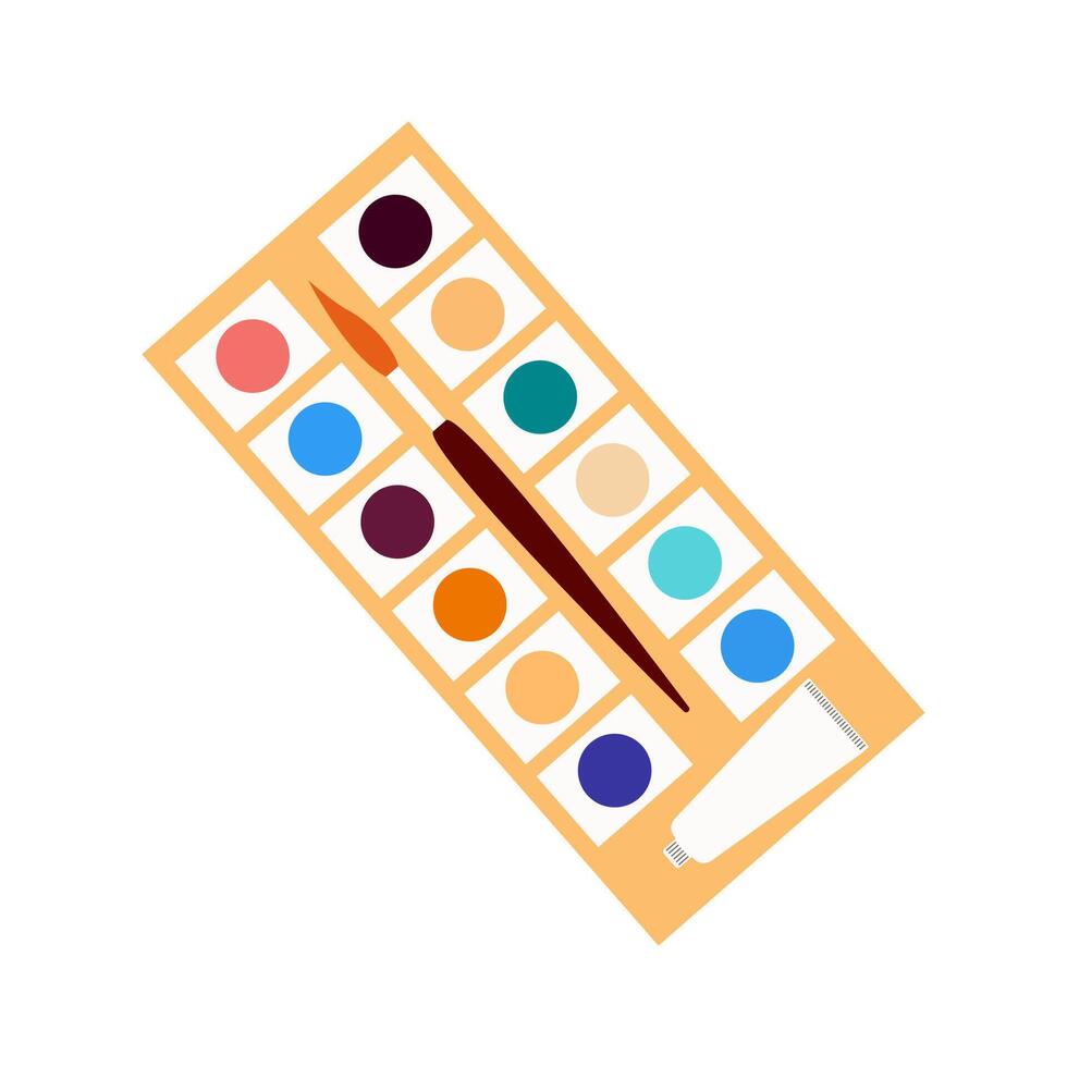Back to school creative supplies and drawing tools flat icons. vector