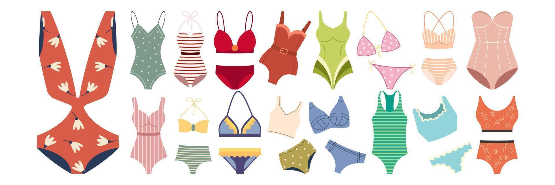 Colorful collection of swimwear styles vector