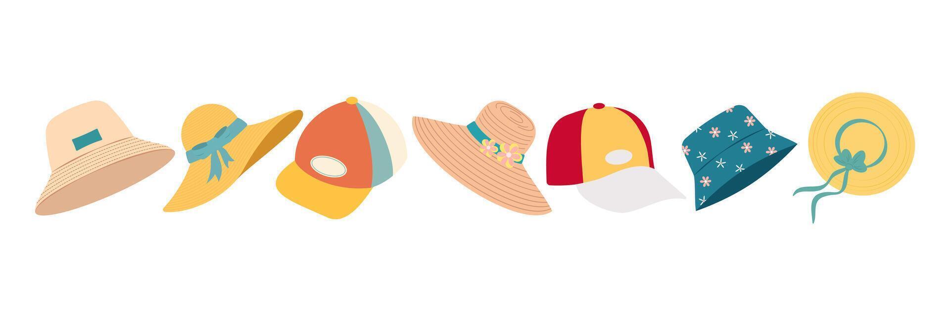 Collection of different stylish hats vector