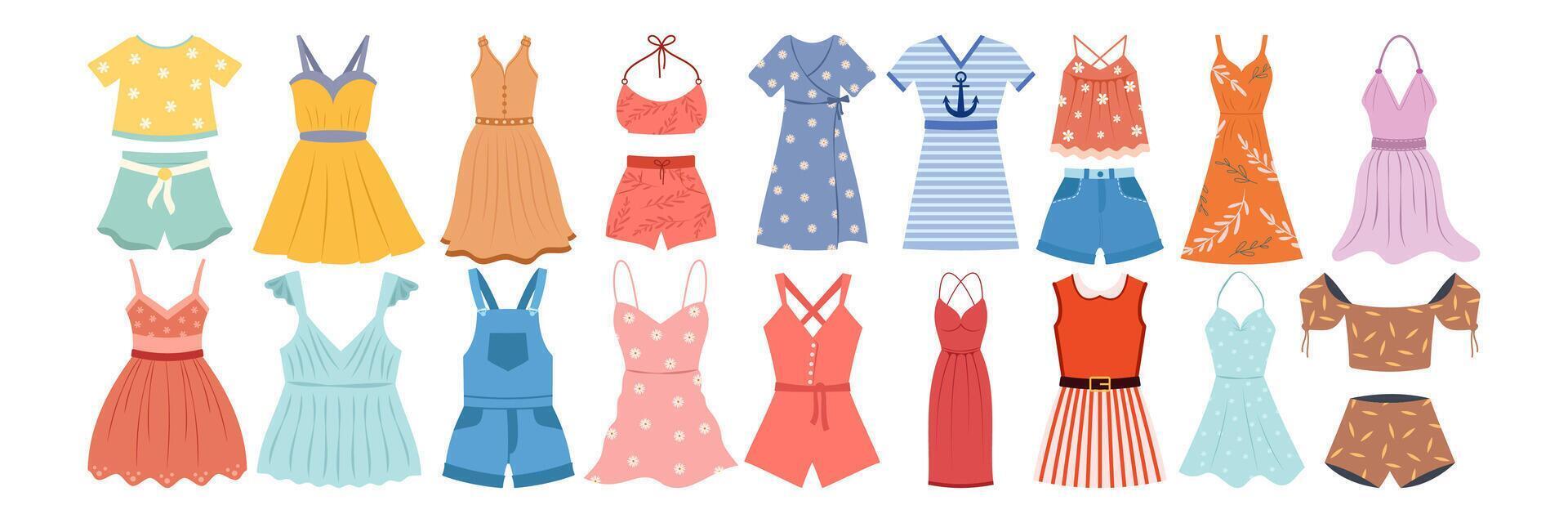 Colorful dresses and outfits collection vector