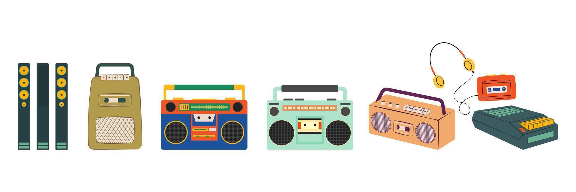 Illustration of vintage audio devices vector