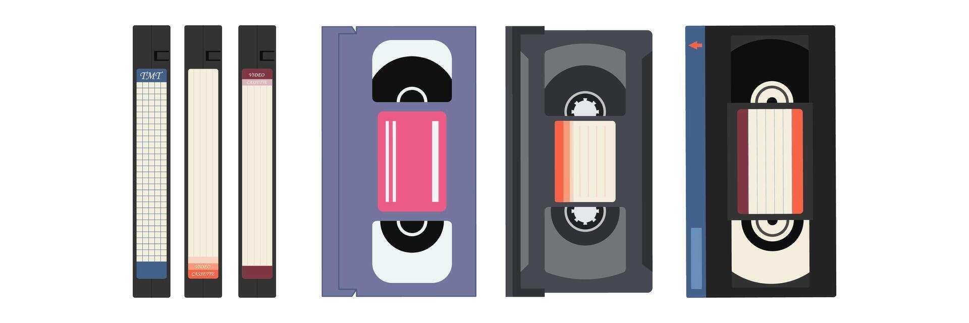 Collection of vintage technology and media icons. Detailed illustrations showcasing classic devices and retro communication tools. vector