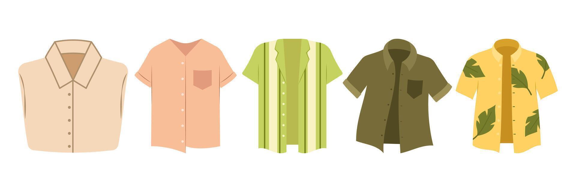 Summer fashion clothes, shoes, swimwear, and accessories collection Set vector