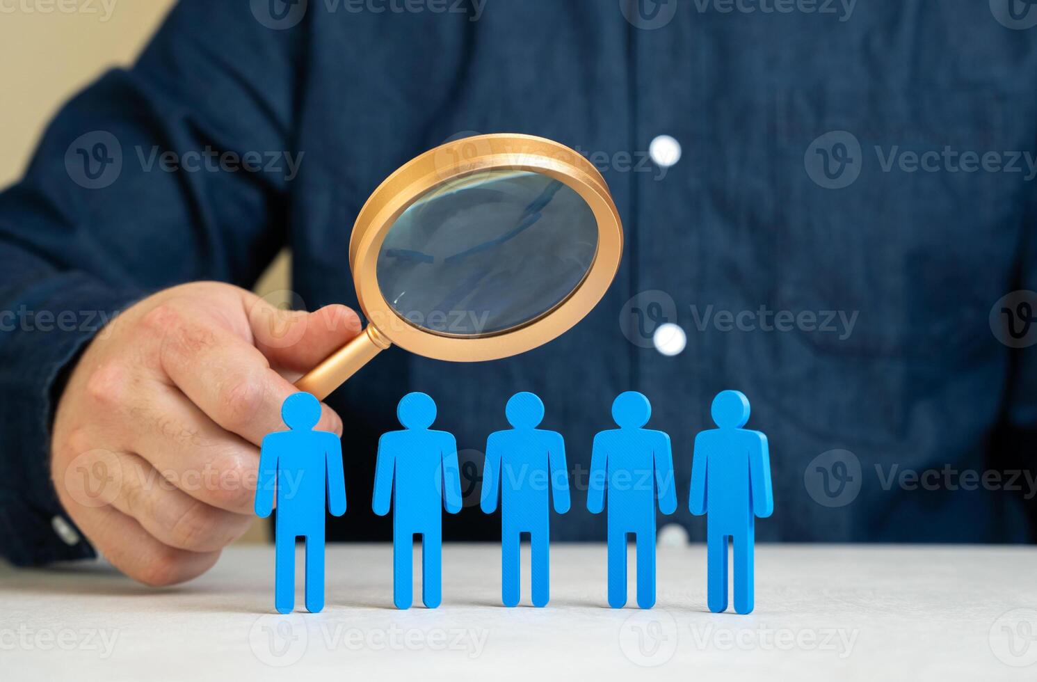 A man is looking for the best candidate for a job position. Talent acquisition, and corporate growth. Hiring process, HR decision making. Leadership potential, recruitment strategy, career opportunity photo