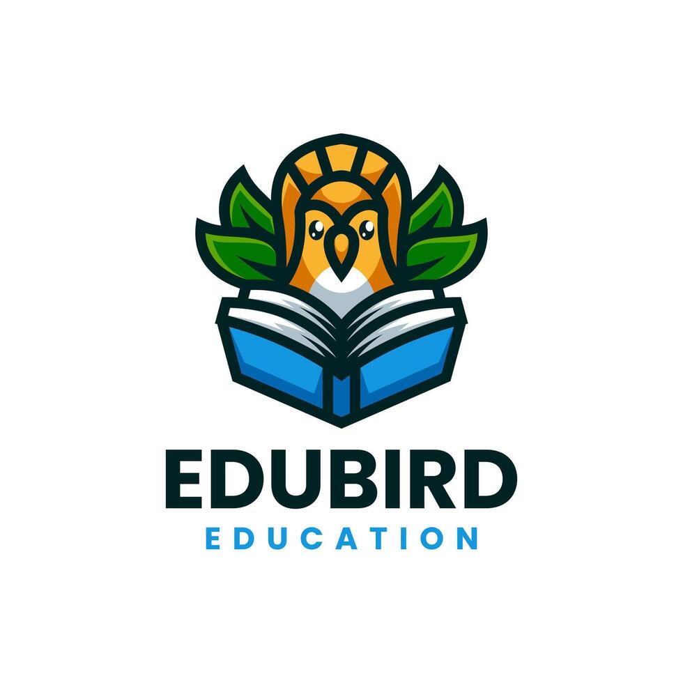 Edubird logo with book and bird vector