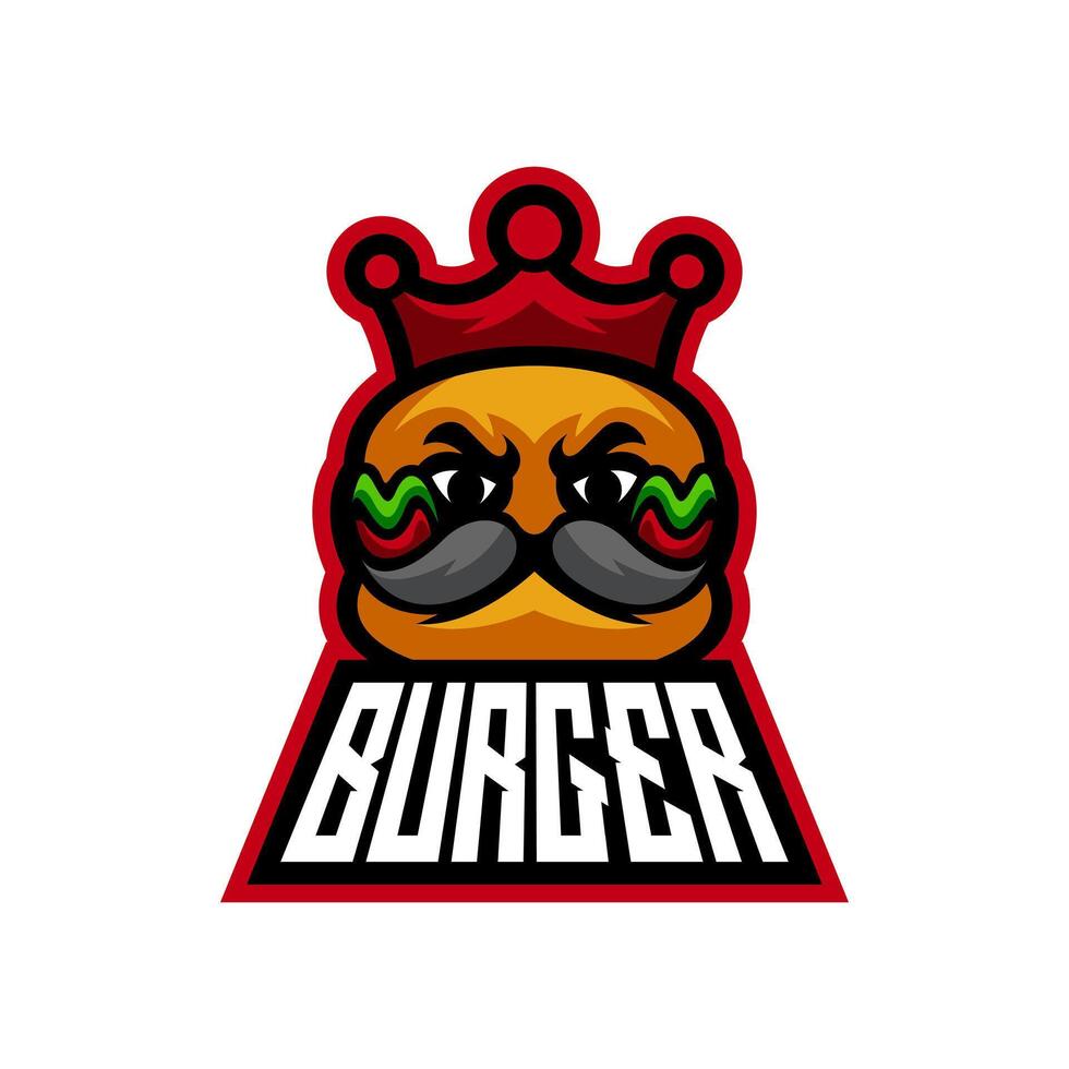 Cartoon burger with crown and mustache vector