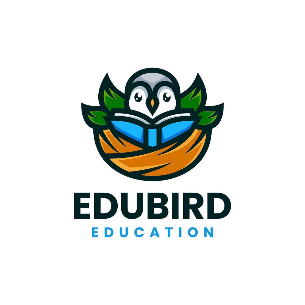 EduBird education logo with owl and book vector