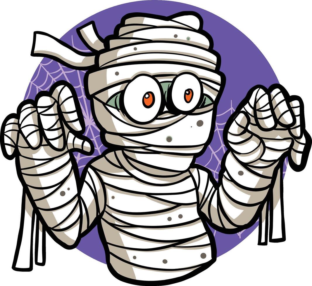 Cute Cartoon Mummy Character in Halloween vector