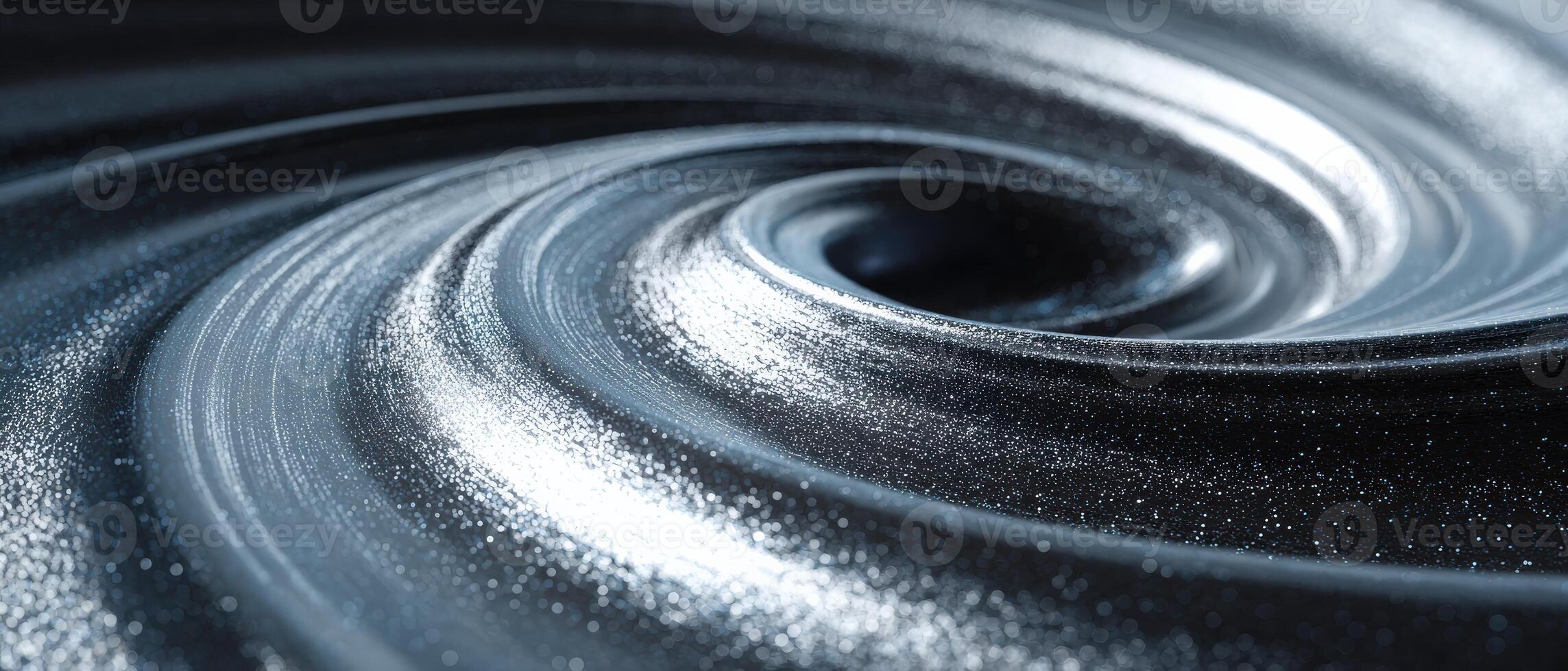 Abstract swirling vortex with metallic texture and glitter particles Concept of galaxy, universe, space, cosmos, and futuristic technology photo