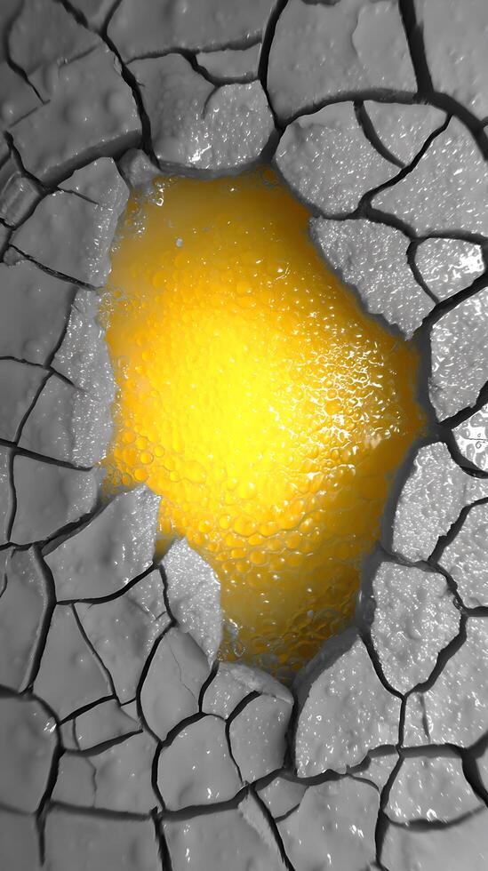 Golden Liquid Emerging from Cracked Surface Abstract Background Image. photo